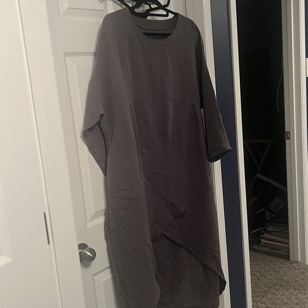 Oversized Long Sleeve Tunic Dress in Charcoal - Picture 3 of 6